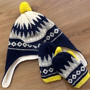 NEW. Mini Boden Wool Blend Hat and Mitten Set, Size 2-3y